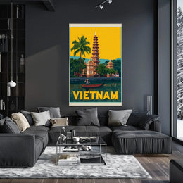 Tran Quoc Pagoda Vintage Vietnam Travel Poster PosterGoat