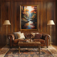 Tranquil Autumn Stream Scenic Landscape Artistic Poster PosterGoat