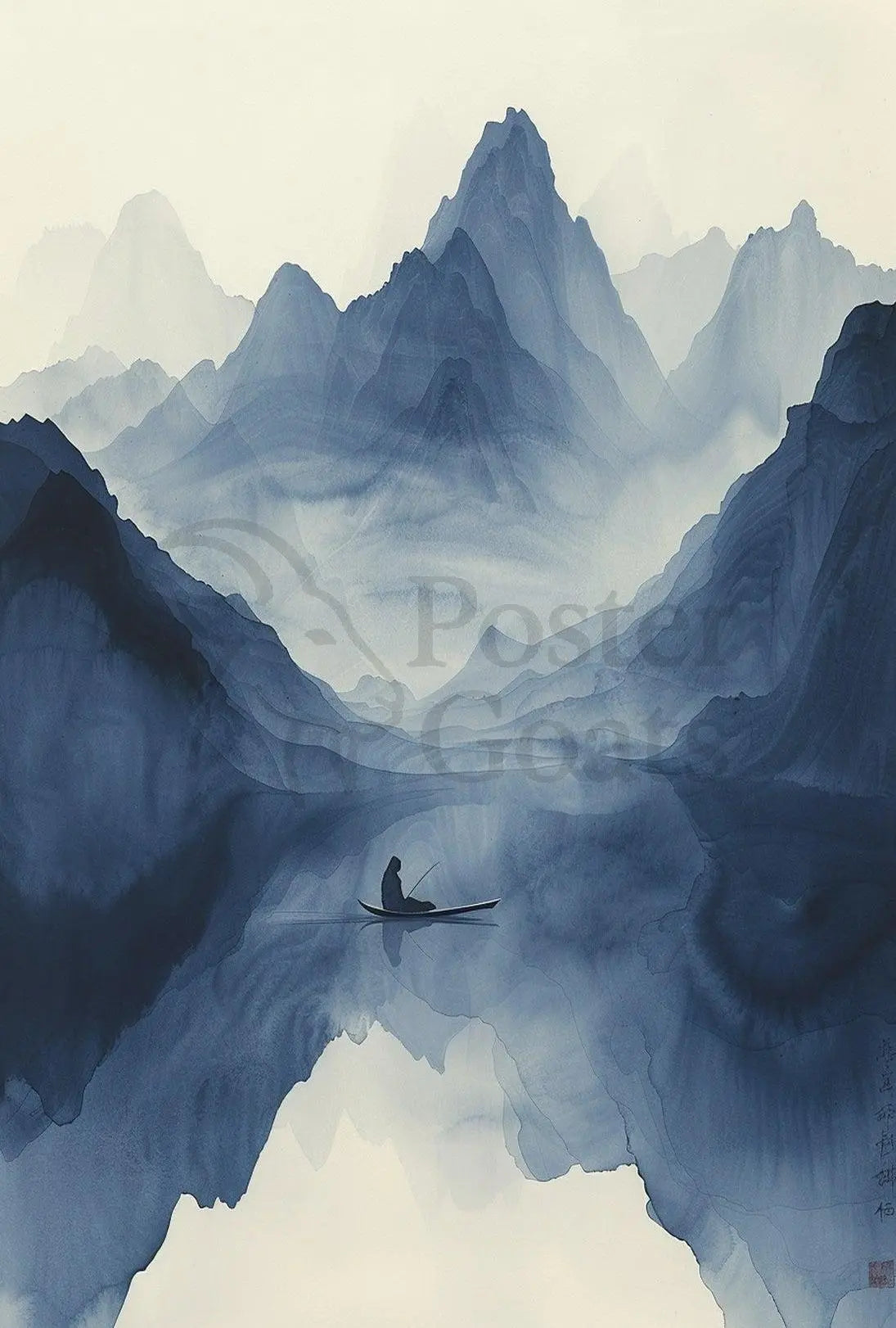 Tranquil Blue Lake Scenic View Artistic Poster PosterGoat