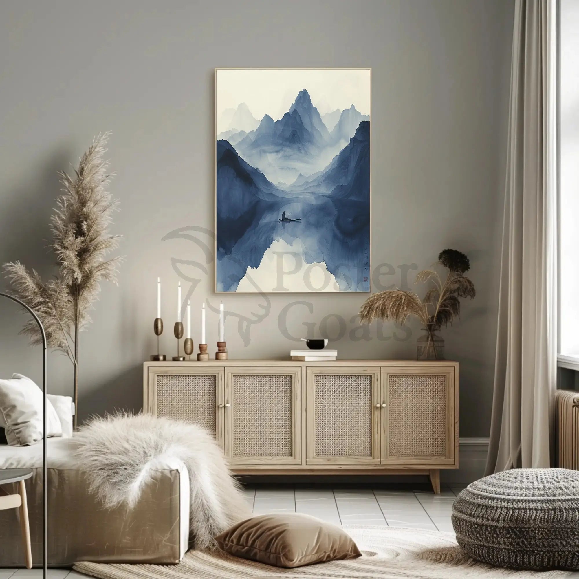 Tranquil Blue Lake Scenic View Artistic Poster PosterGoat