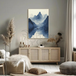Tranquil Blue Lake Scenic View Artistic Poster PosterGoat