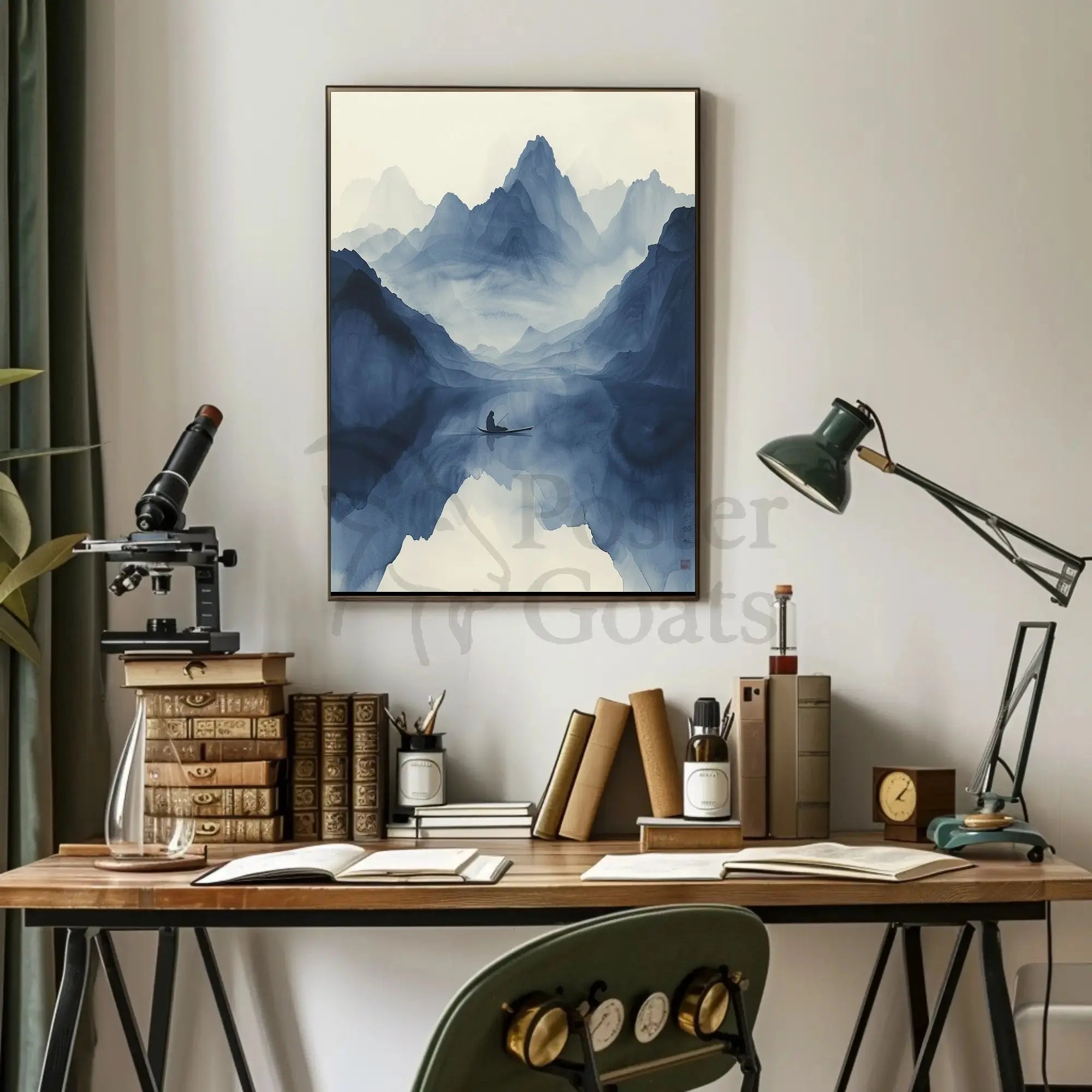 Tranquil Blue Lake Scenic View Artistic Poster PosterGoat