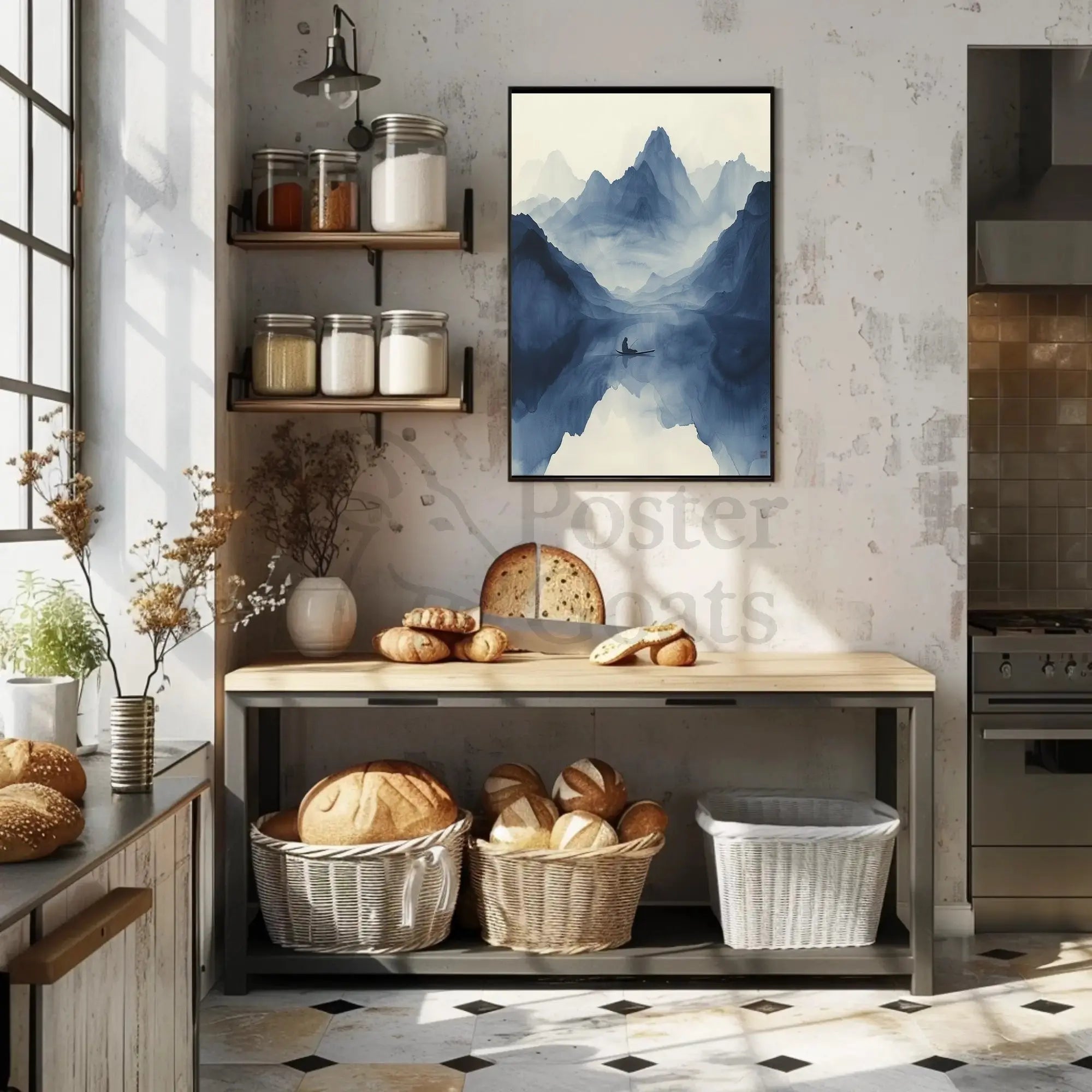 Tranquil Blue Lake Scenic View Artistic Poster PosterGoat