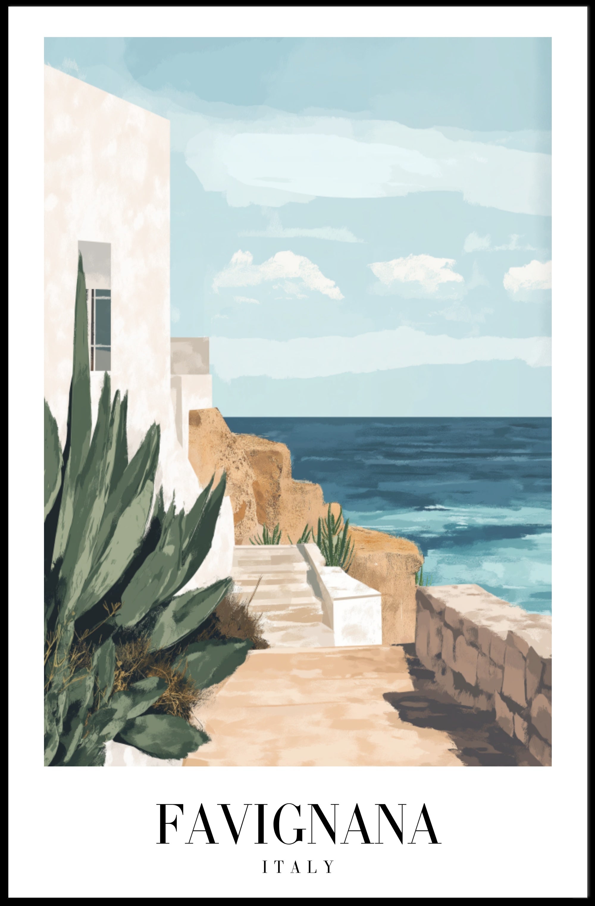 Tranquil Coastal Scene from Italy Travel Poster PosterGoat