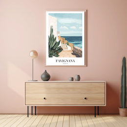 Tranquil Coastal Scene from Italy Travel Poster PosterGoat