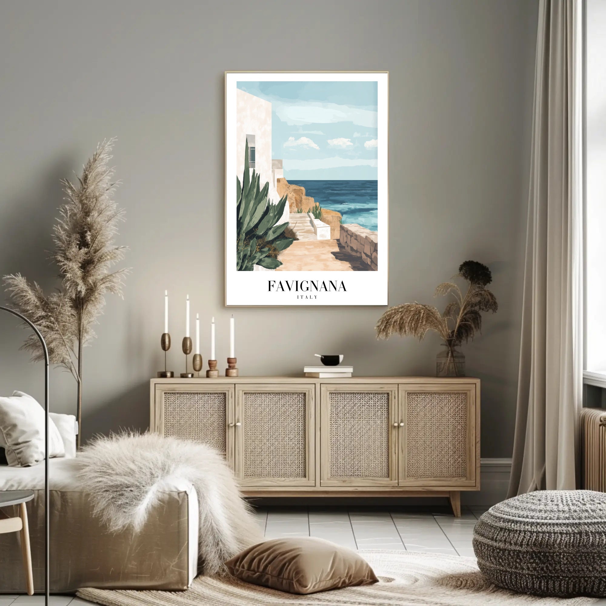 Tranquil Coastal Scene from Italy Travel Poster PosterGoat