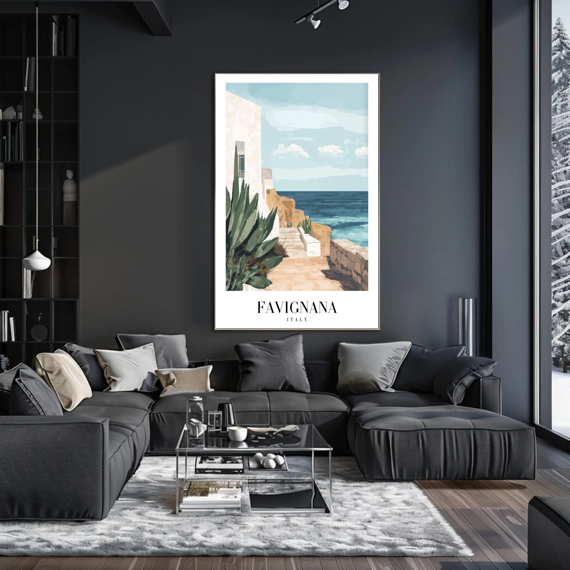 Tranquil Coastal Scene from Italy Travel Poster PosterGoat