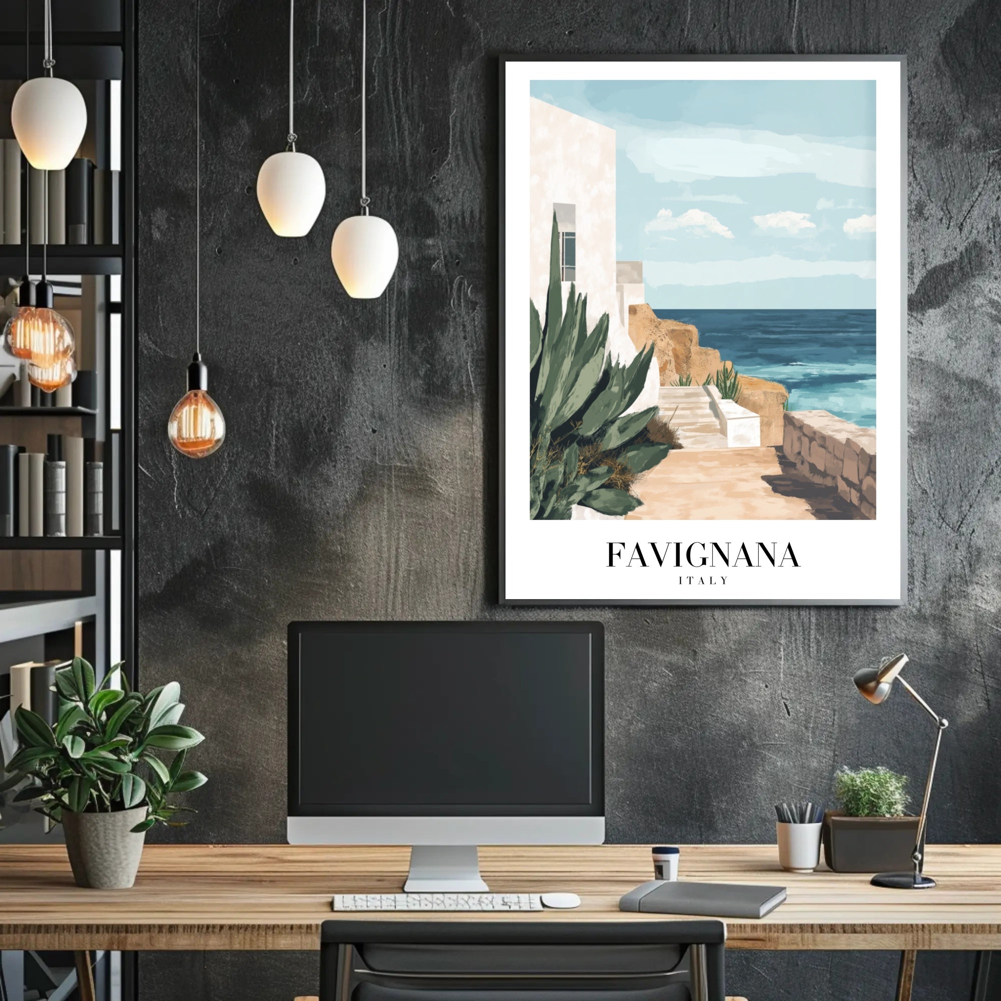 Tranquil Coastal Scene from Italy Travel Poster PosterGoat