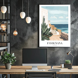 Tranquil Coastal Scene from Italy Travel Poster PosterGoat