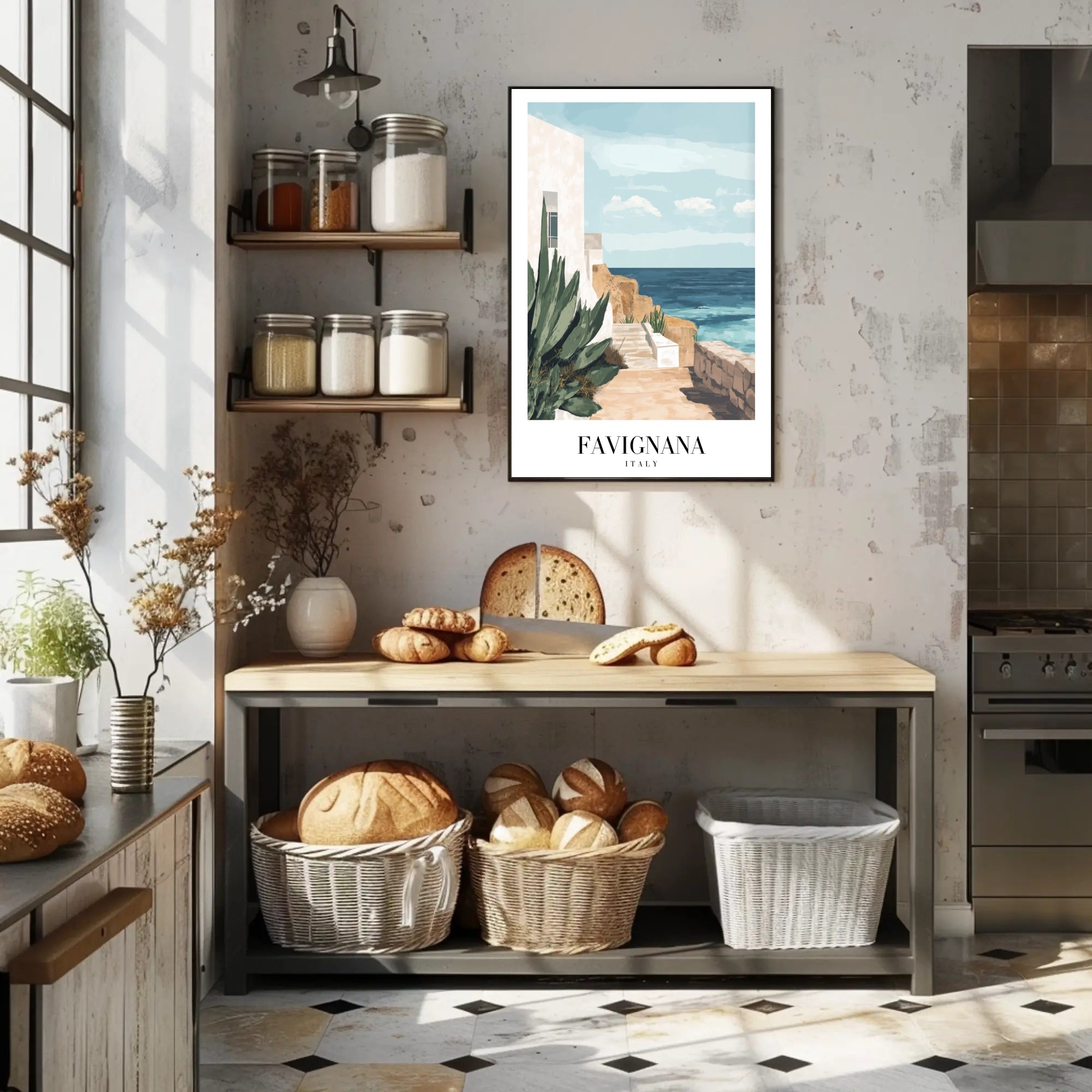 Tranquil Coastal Scene from Italy Travel Poster PosterGoat