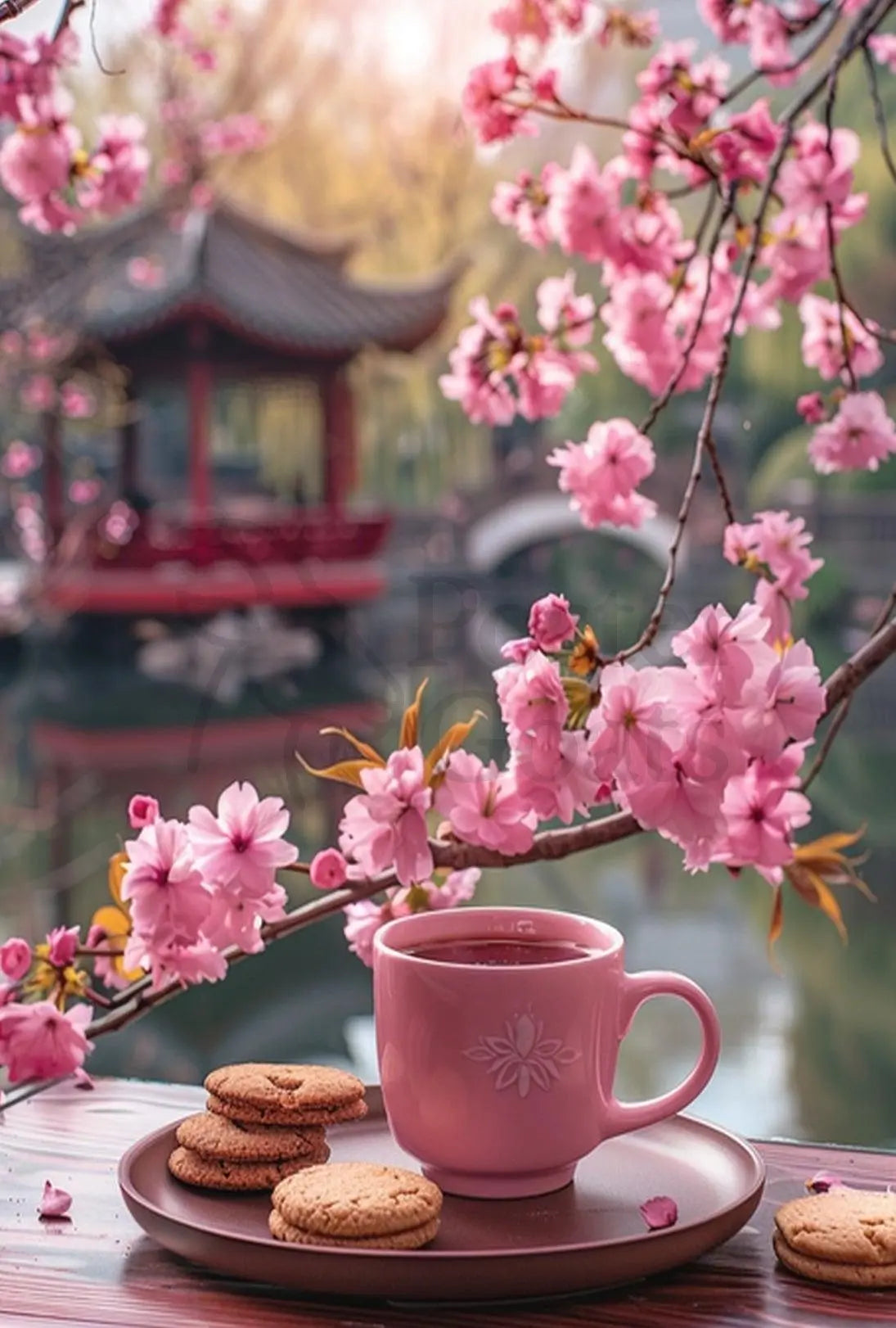 Tranquil East Asian Garden Scene Cultural Poster PosterGoat