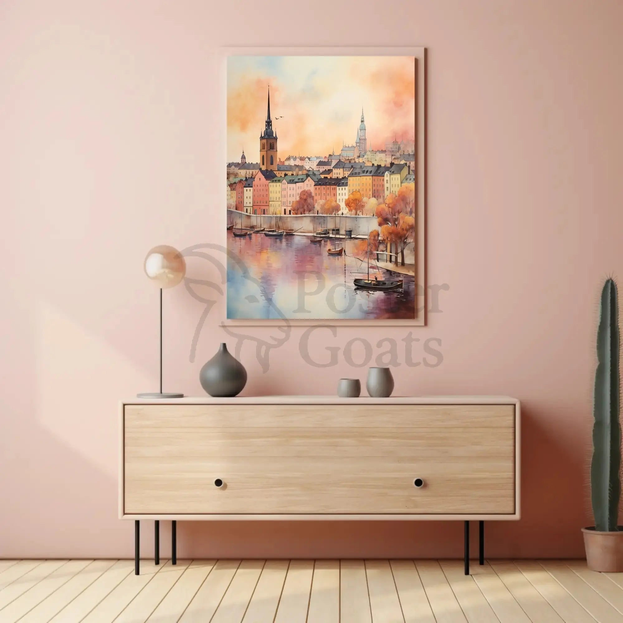 Tranquil European Cityscape Watercolor Art Travel Poster PosterGoat