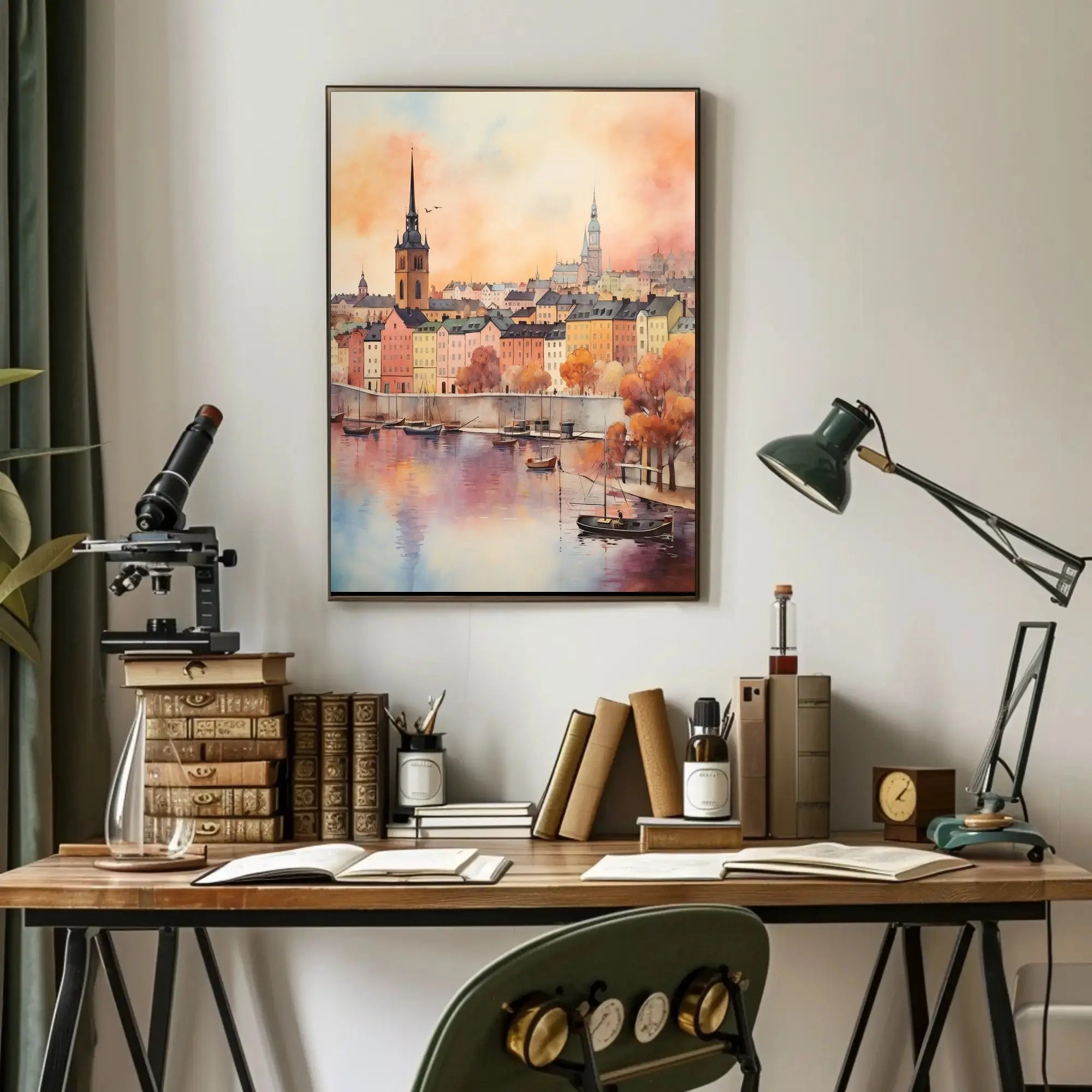 Tranquil European Cityscape Watercolor Art Travel Poster PosterGoat