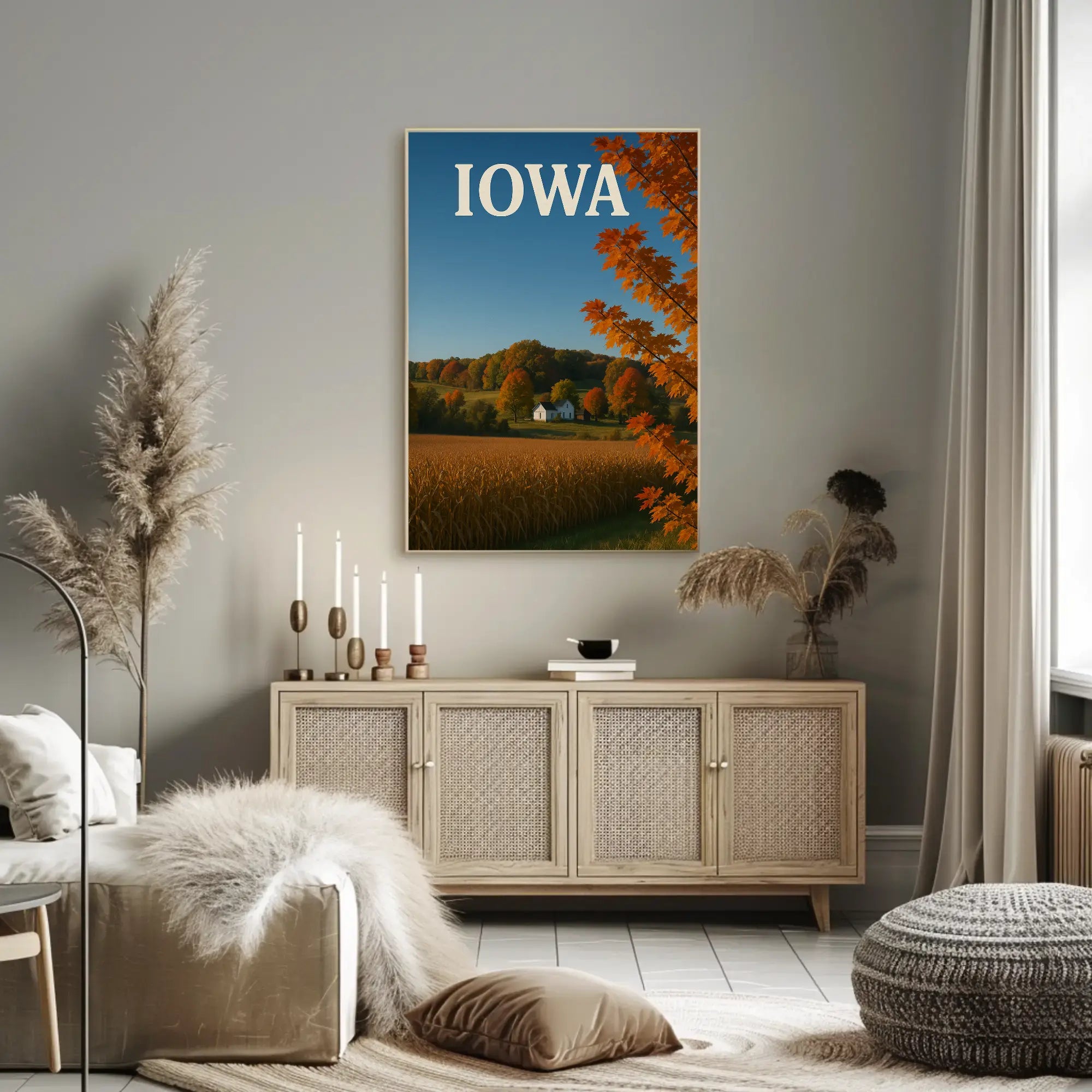 Tranquil Iowa Autumn Landscape Art Travel Poster PosterGoat