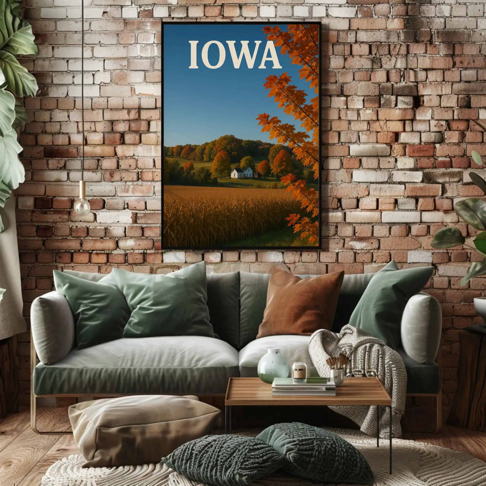 Tranquil Iowa Autumn Landscape Art Travel Poster PosterGoat