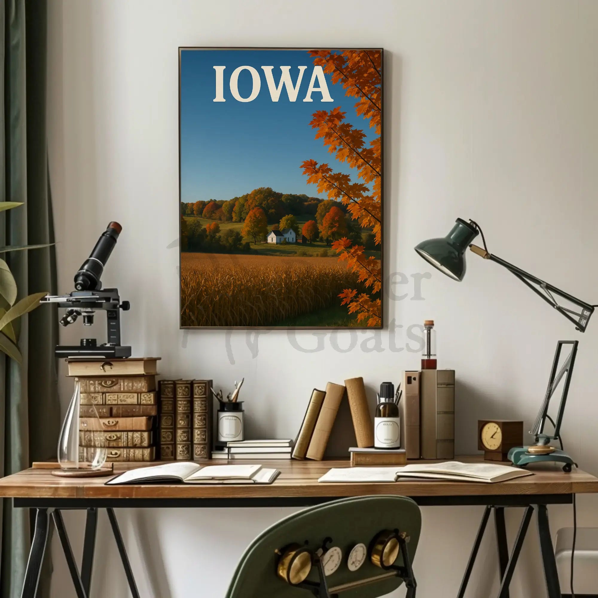 Tranquil Iowa Autumn Landscape Art Travel Poster PosterGoat