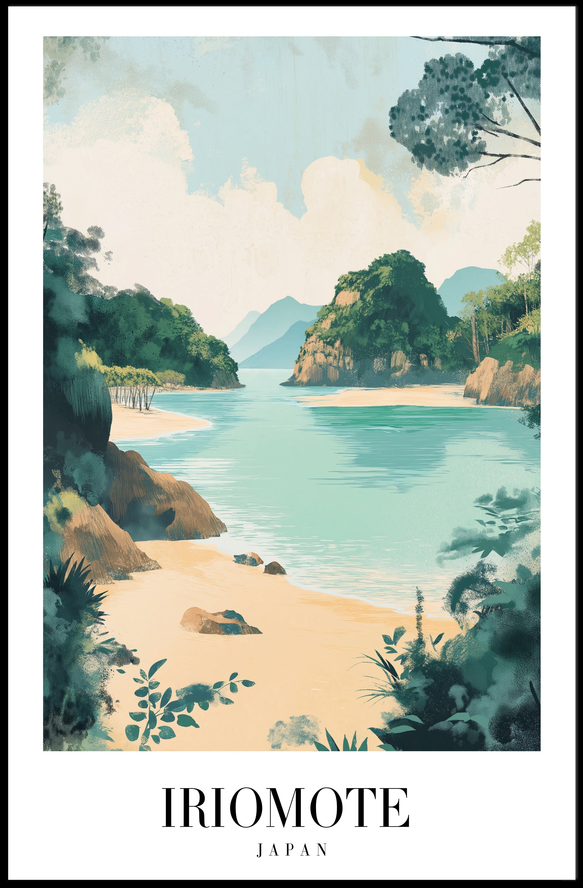 Tranquil Iriomote Island Escape Travel Poster PosterGoat