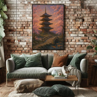Tranquil Japanese Garden Scene Impressionistic Cultural Heritage Poster PosterGoat