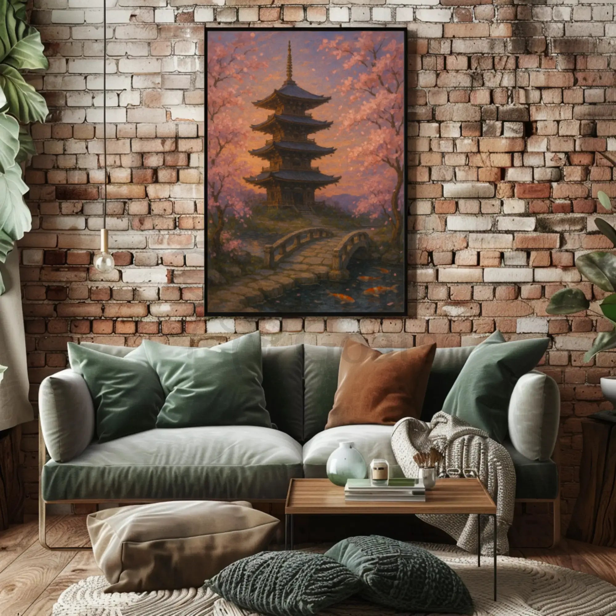 Tranquil Japanese Garden Scene Impressionistic Cultural Heritage Poster PosterGoat