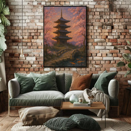 Tranquil Japanese Garden Scene Impressionistic Cultural Heritage Poster PosterGoat