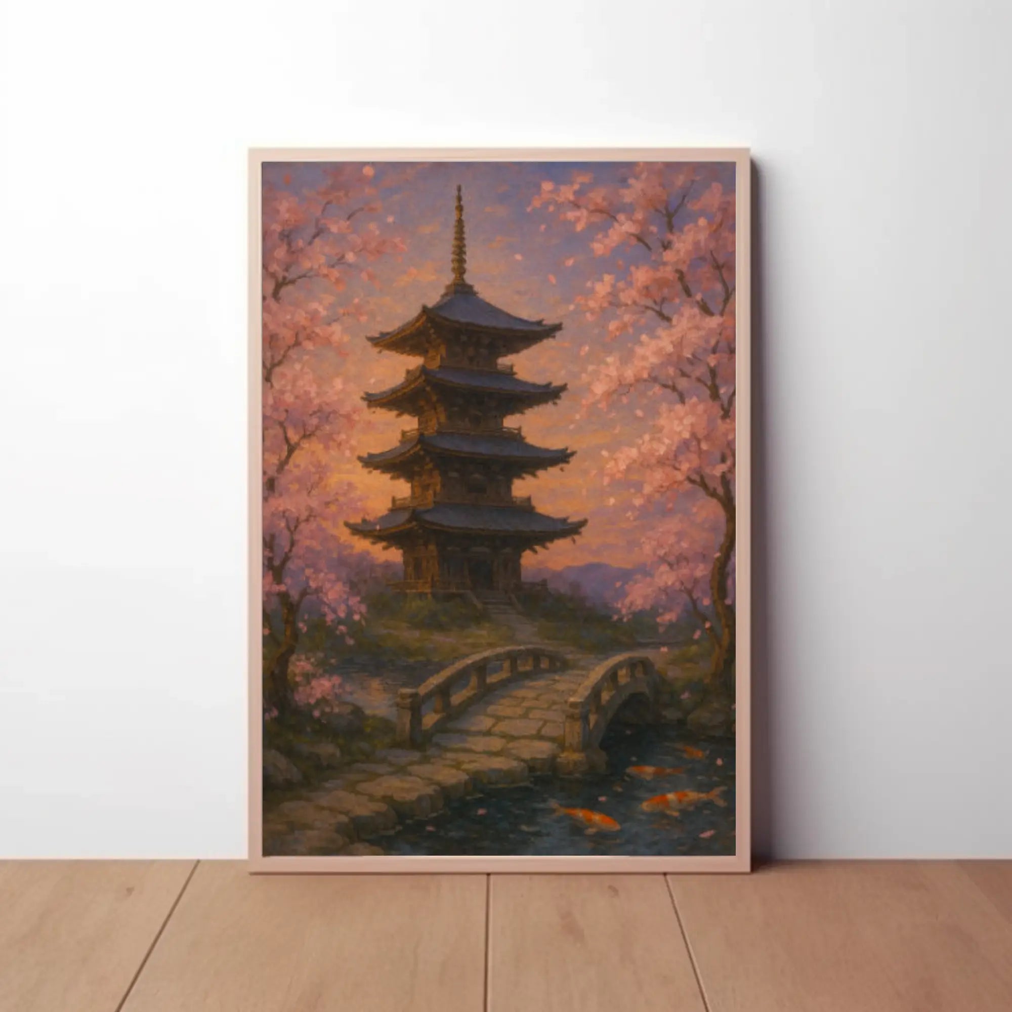 Tranquil Japanese Garden Scene Impressionistic Cultural Heritage Poster PosterGoat