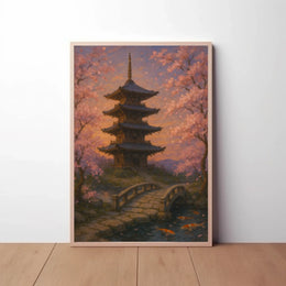 Tranquil Japanese Garden Scene Impressionistic Cultural Heritage Poster PosterGoat