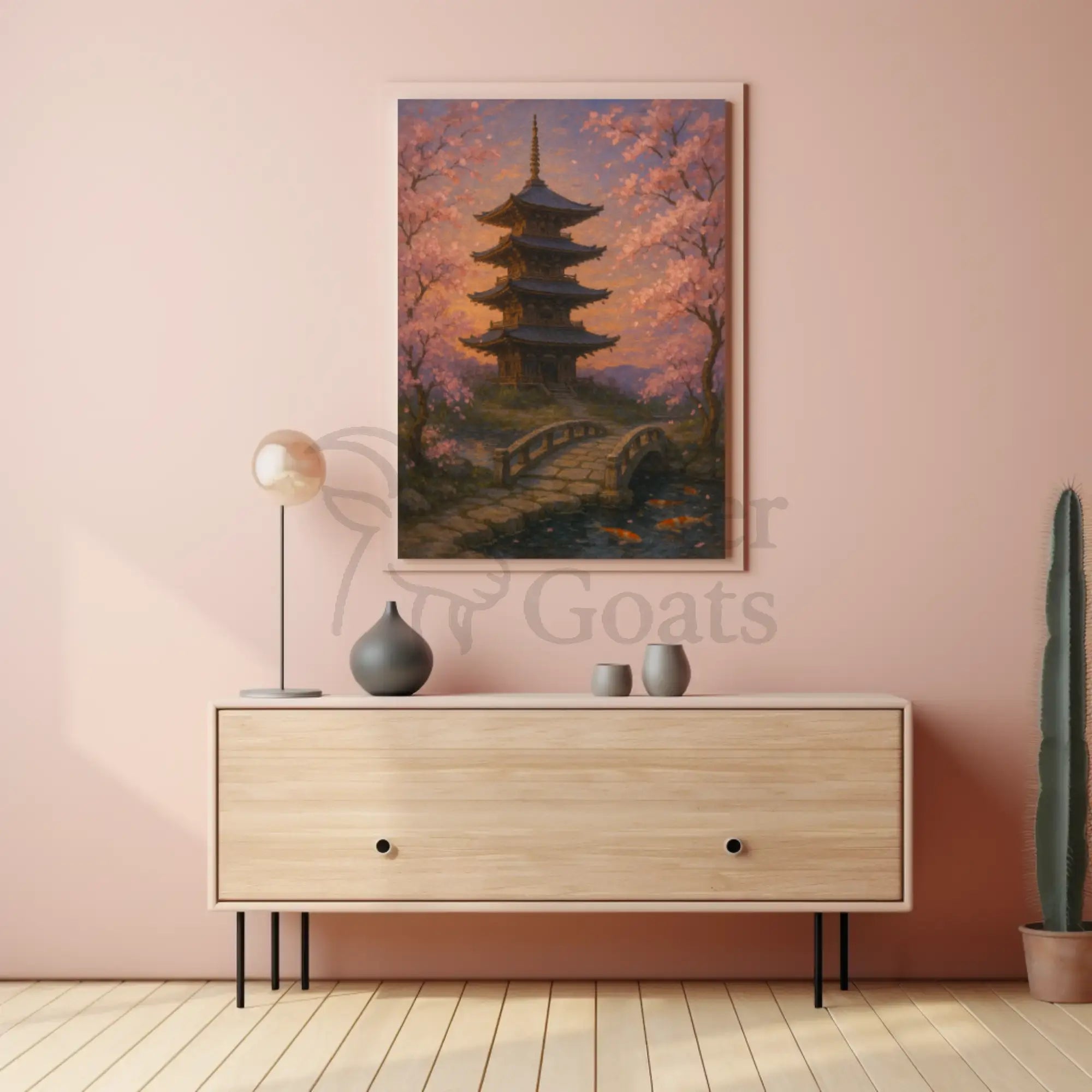 Tranquil Japanese Garden Scene Impressionistic Cultural Heritage Poster PosterGoat
