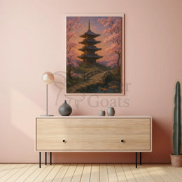 Tranquil Japanese Garden Scene Impressionistic Cultural Heritage Poster PosterGoat