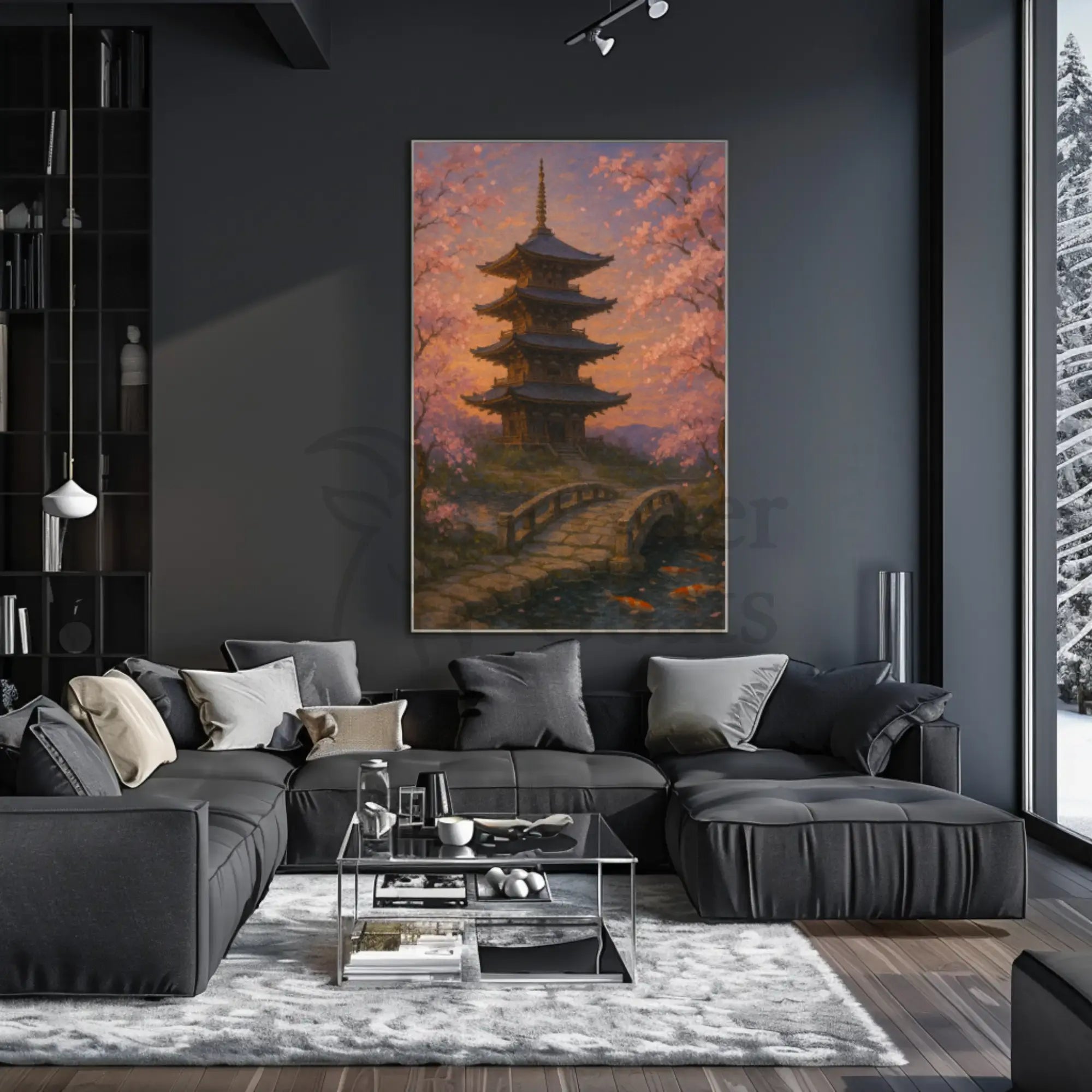 Tranquil Japanese Garden Scene Impressionistic Cultural Heritage Poster PosterGoat