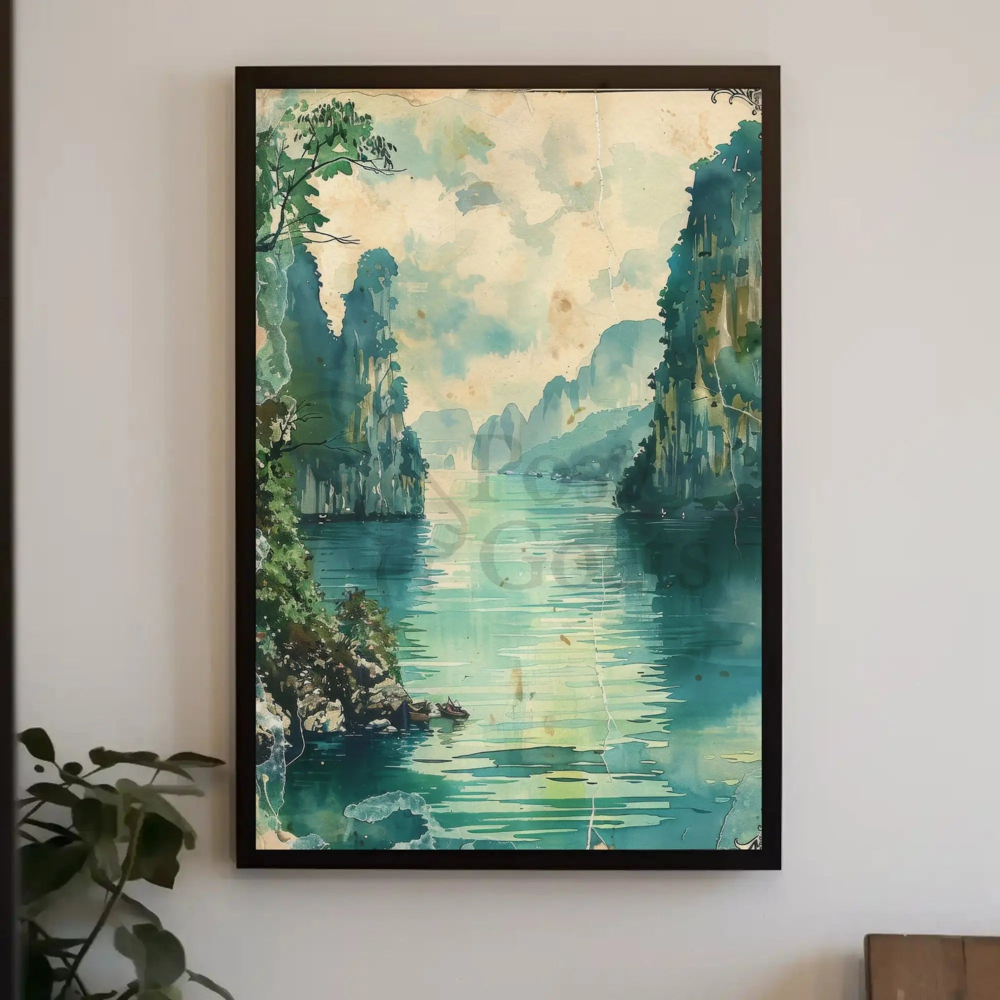 Tranquil Limestone Cliffs Southeast Asia Travel Poster PosterGoat