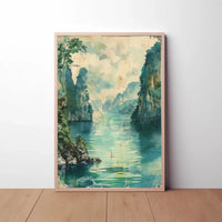 Tranquil Limestone Cliffs Southeast Asia Travel Poster PosterGoat