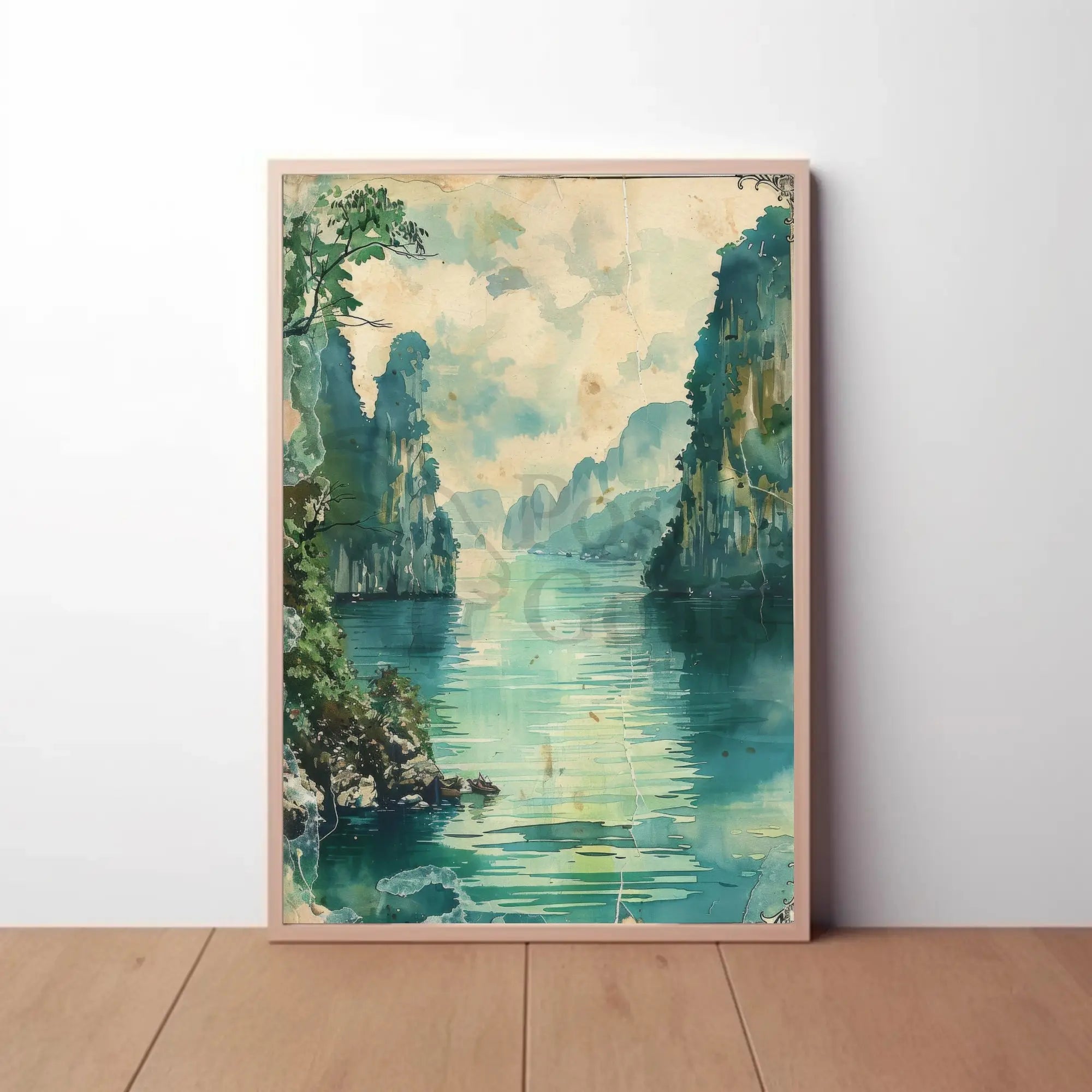 Tranquil Limestone Cliffs Southeast Asia Travel Poster PosterGoat