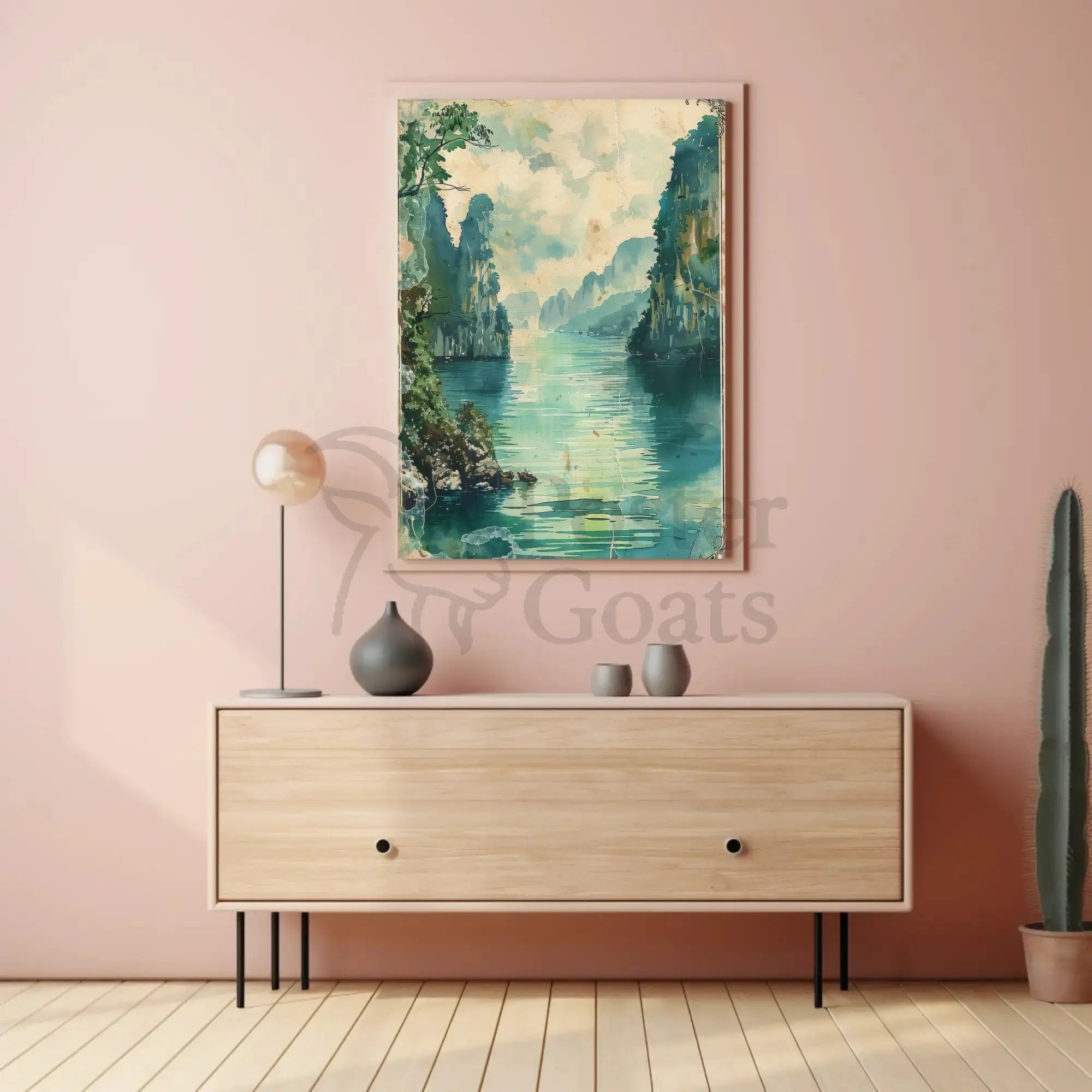 Tranquil Limestone Cliffs Southeast Asia Travel Poster PosterGoat