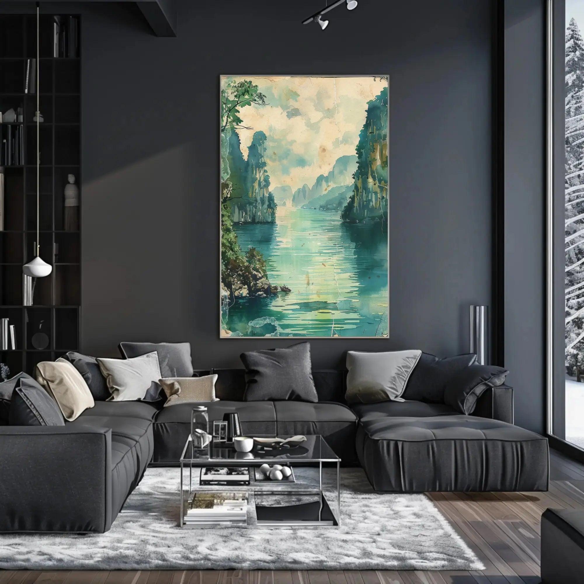 Tranquil Limestone Cliffs Southeast Asia Travel Poster PosterGoat