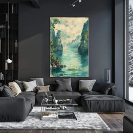Tranquil Limestone Cliffs Southeast Asia Travel Poster PosterGoat