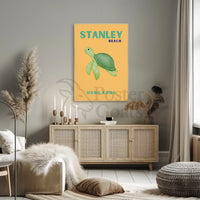 Tranquil Stanley Beach Sea Turtle Travel Poster PosterGoat