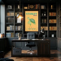 Tranquil Stanley Beach Sea Turtle Travel Poster PosterGoat