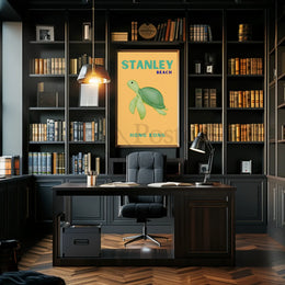 Tranquil Stanley Beach Sea Turtle Travel Poster PosterGoat
