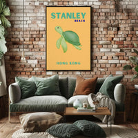 Tranquil Stanley Beach Sea Turtle Travel Poster PosterGoat