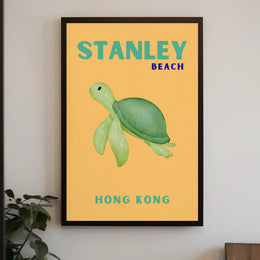Tranquil Stanley Beach Sea Turtle Travel Poster PosterGoat