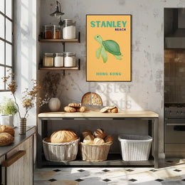 Tranquil Stanley Beach Sea Turtle Travel Poster PosterGoat