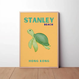Tranquil Stanley Beach Sea Turtle Travel Poster PosterGoat