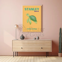 Tranquil Stanley Beach Sea Turtle Travel Poster PosterGoat