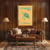Tranquil Stanley Beach Sea Turtle Travel Poster PosterGoat