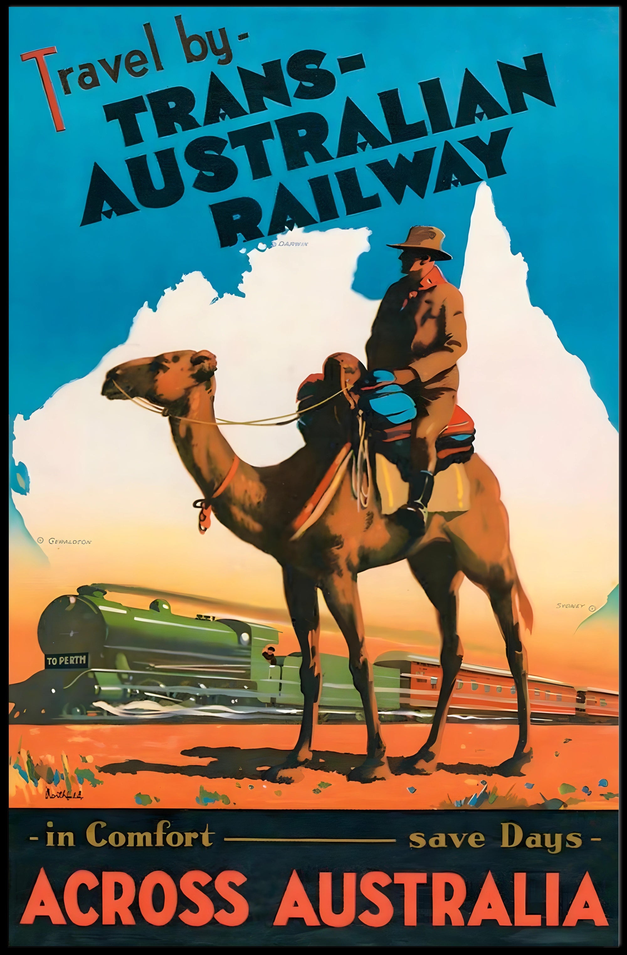 Trans-Australian Railway Vintage Travel Poster PosterGoat
