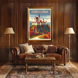Transylvanian Autumn Castle Vintage Travel Poster PosterGoat
