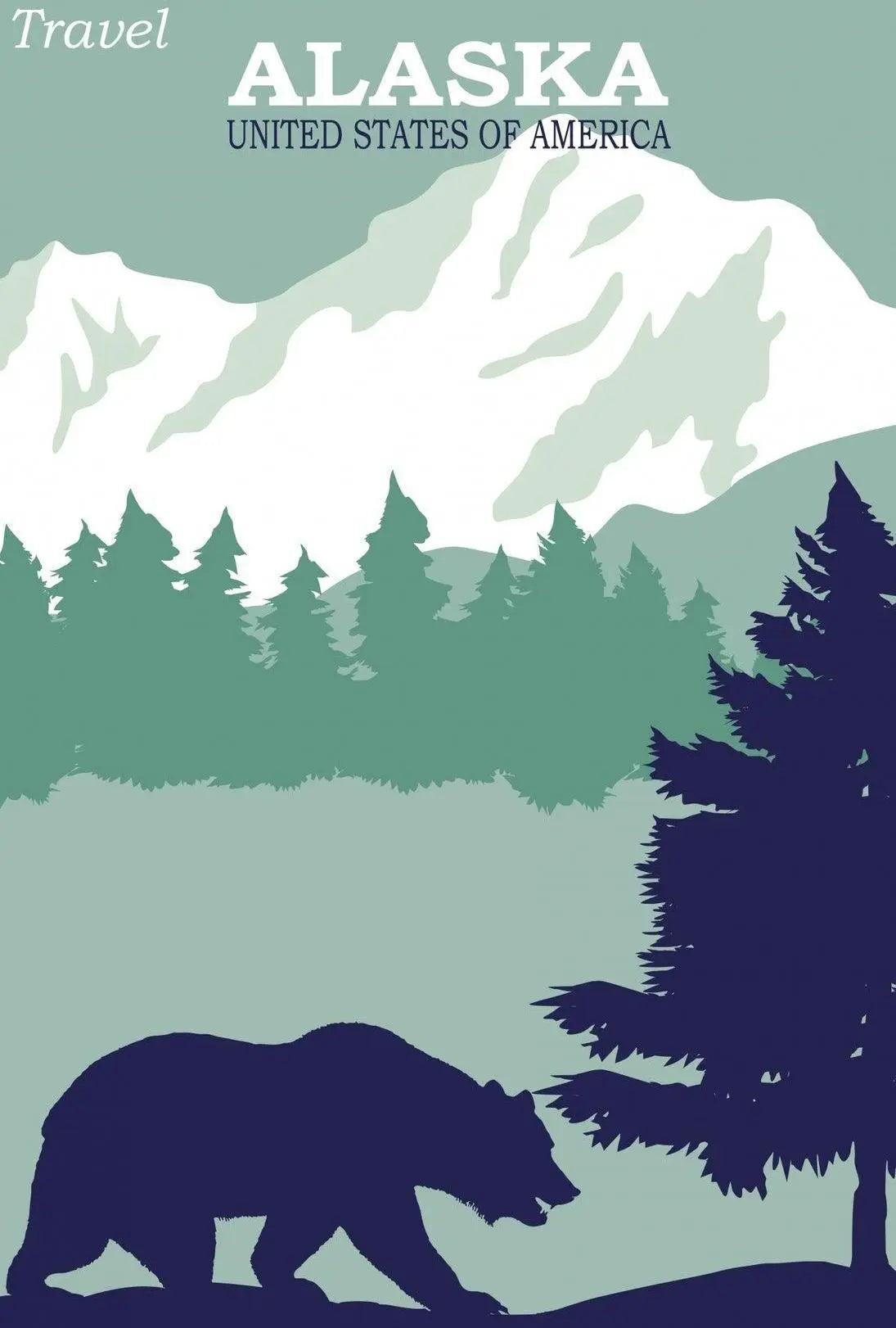 Travel Alaska Retro Wilderness Adventure Poster PosterGoat