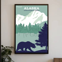 Travel Alaska Retro Wilderness Adventure Poster PosterGoat