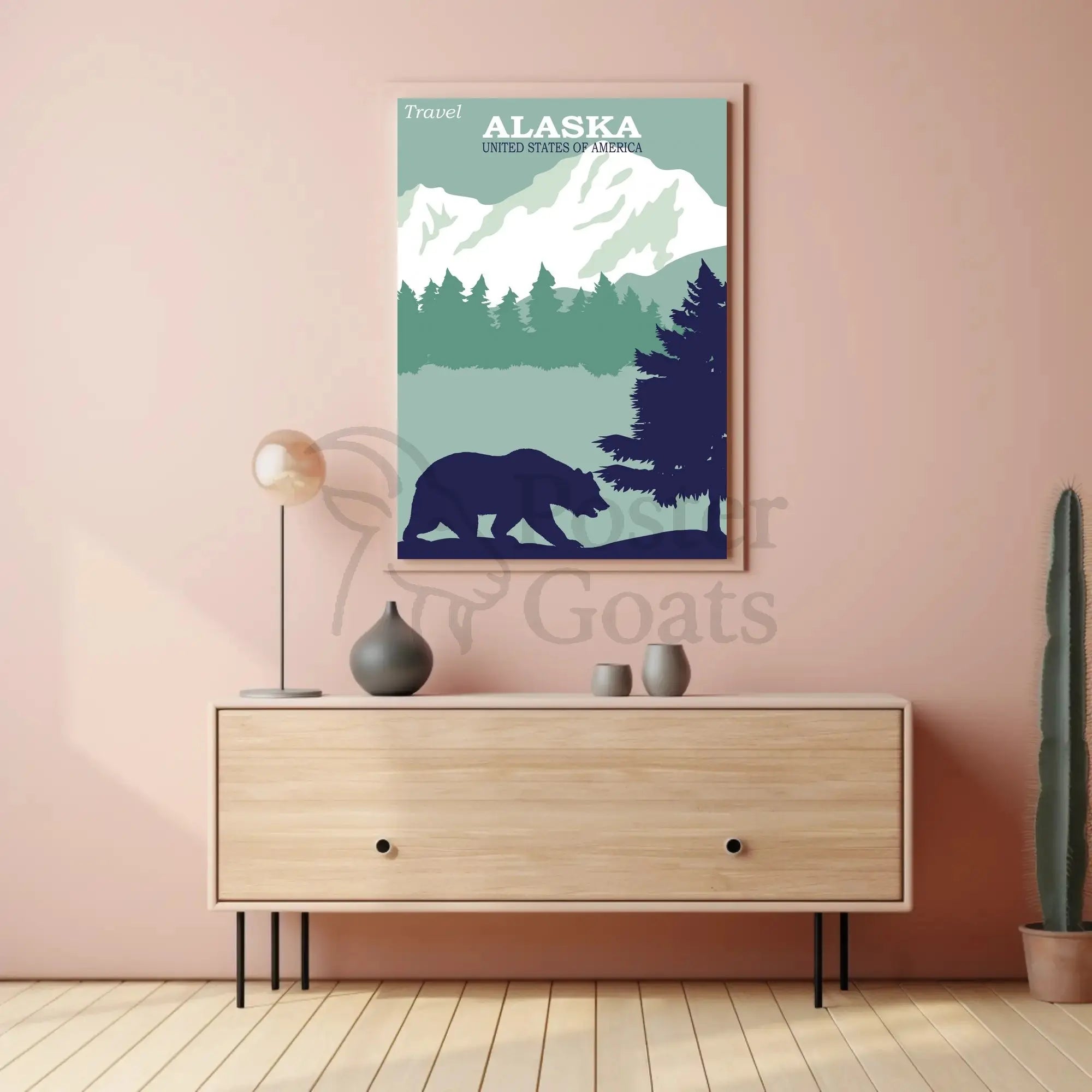 Travel Alaska Retro Wilderness Adventure Poster PosterGoat