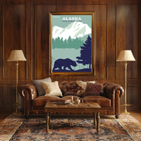 Travel Alaska Retro Wilderness Adventure Poster PosterGoat